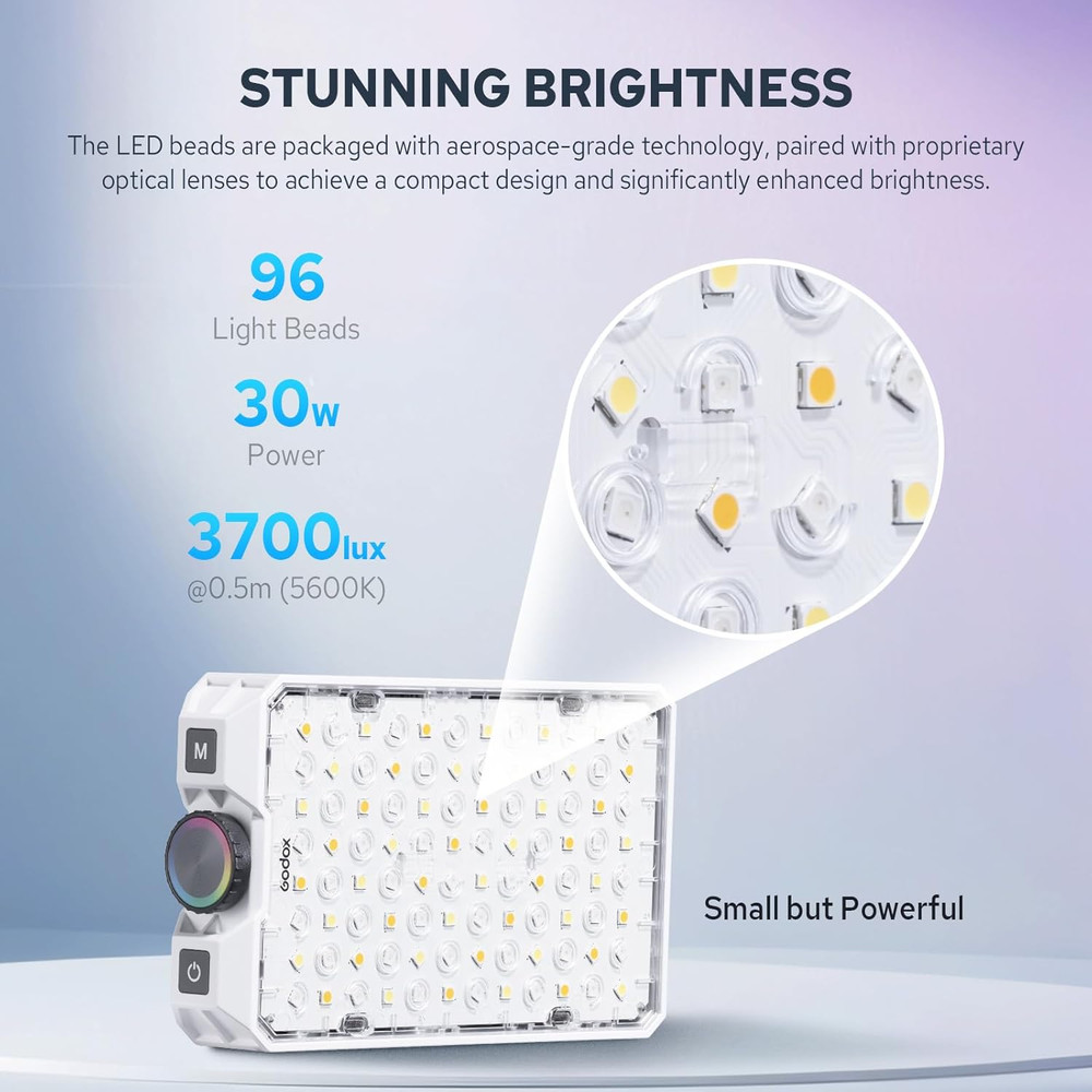 C30R RGB Camera Light Panel 30W, Portable Led Camera Video Light Panel W/Diffusi