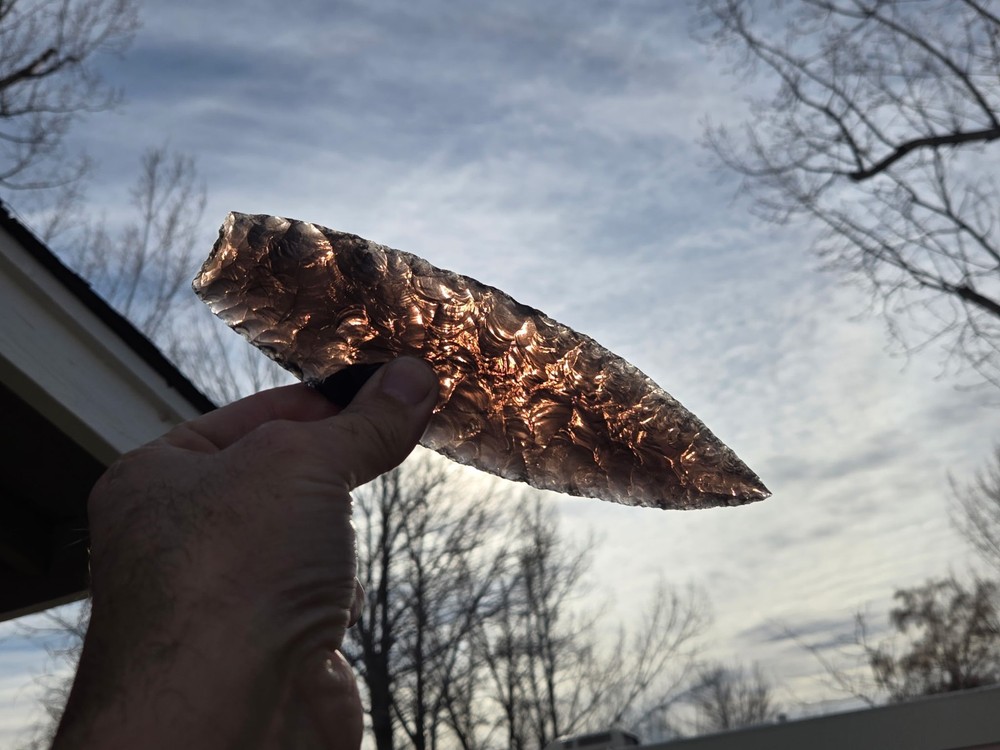 hand knapped obsidian blade