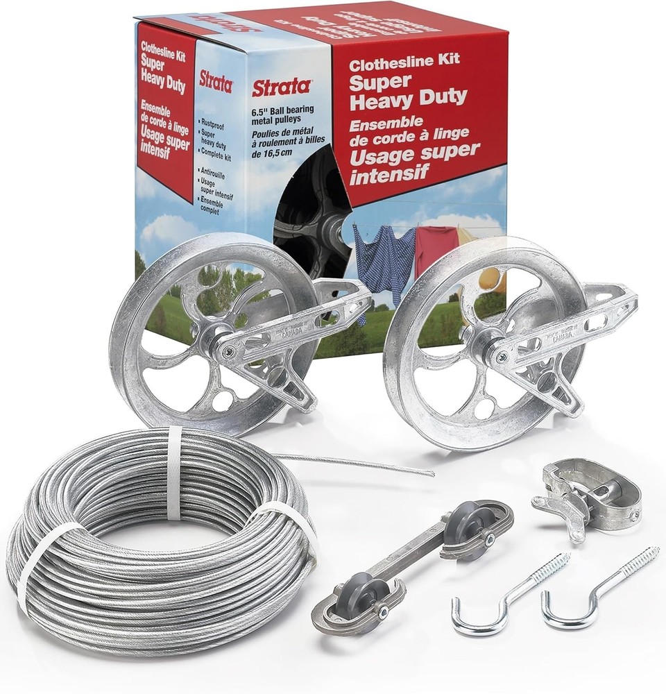 Complete 150ft Clothesline Kit - Galvanized Steel Wire & Easy Installation