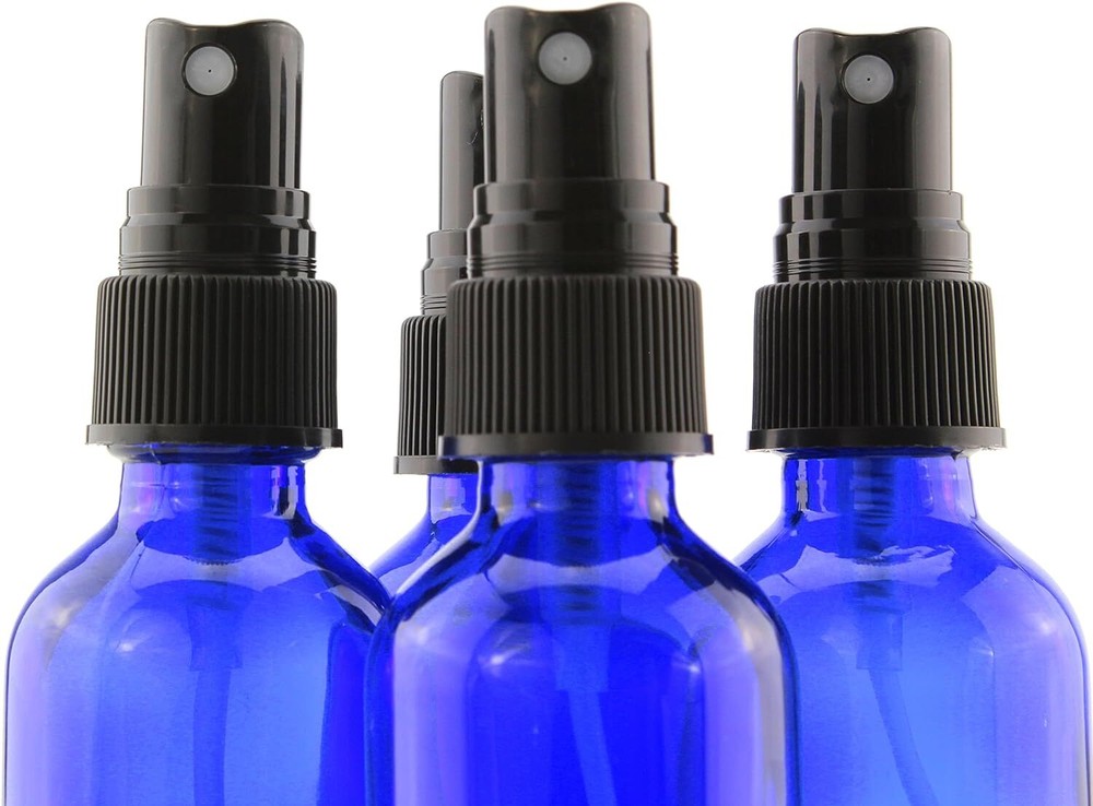 2 oz Cobalt Atomizer Bottles (4 Pack) Fine Sprayer Glass Essential...