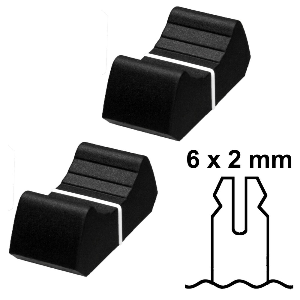 SIFAM 2x FADER KNOBs CAP BLACK fit 6x2mm slide potentiometer replacement pot