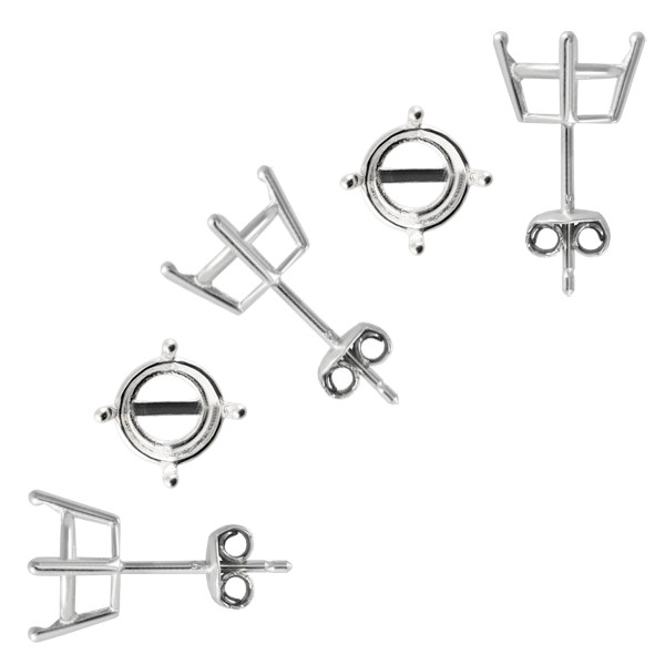 Sterling Silver Earrings Stud Posts for Chaton Shape Round Crystals