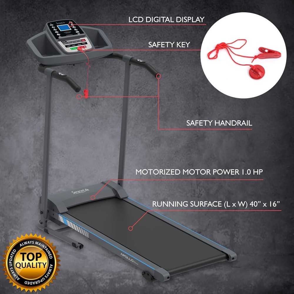Smart Digital Folding Treadmill w/ LCD Display & Bluetooth for Home Use - 6 MPH