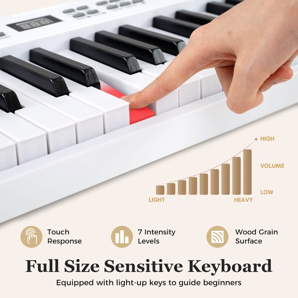 61-Key Foldable Piano Keyboard w/MIDI Split Function Headphone Sustain Pedal