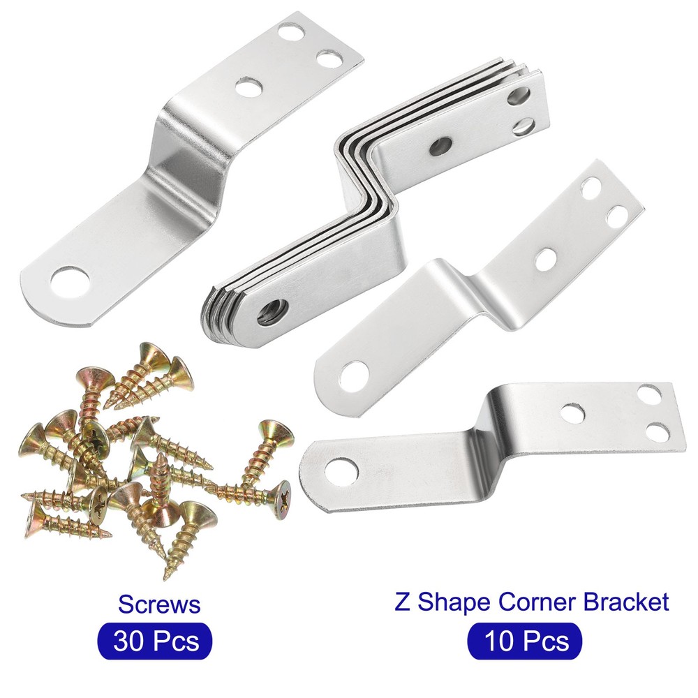 10pcs Z Shaped Corner Bracket, 0.7 Inch Silver Frame Bracket