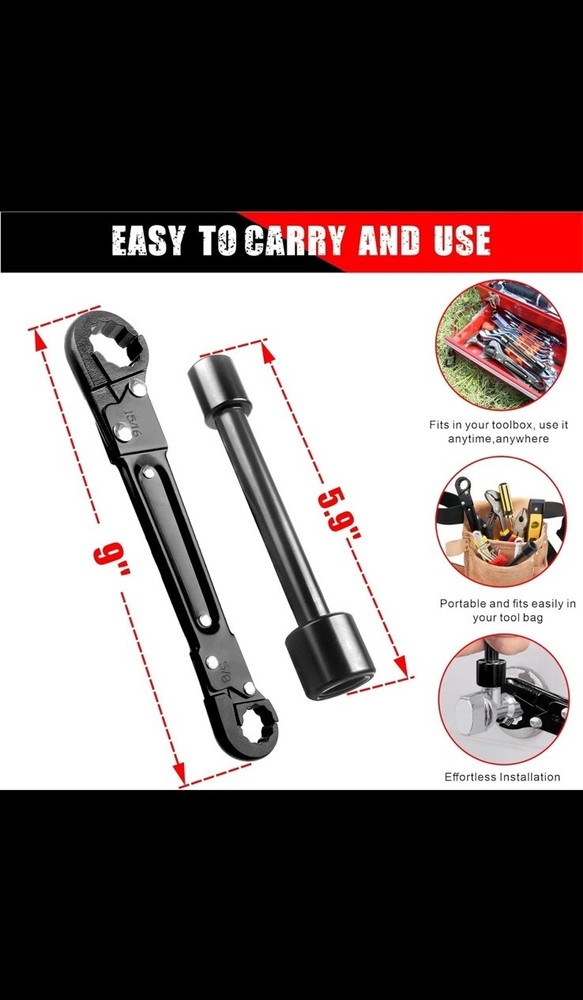 Angle Stop Wrench Kit Plumbing Tool for Compression Ring Installation & Removal
