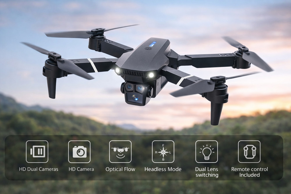 DMES P13 Foldable Drone NEW Sealed HD Dual Camera Optical Flow Headless Mode