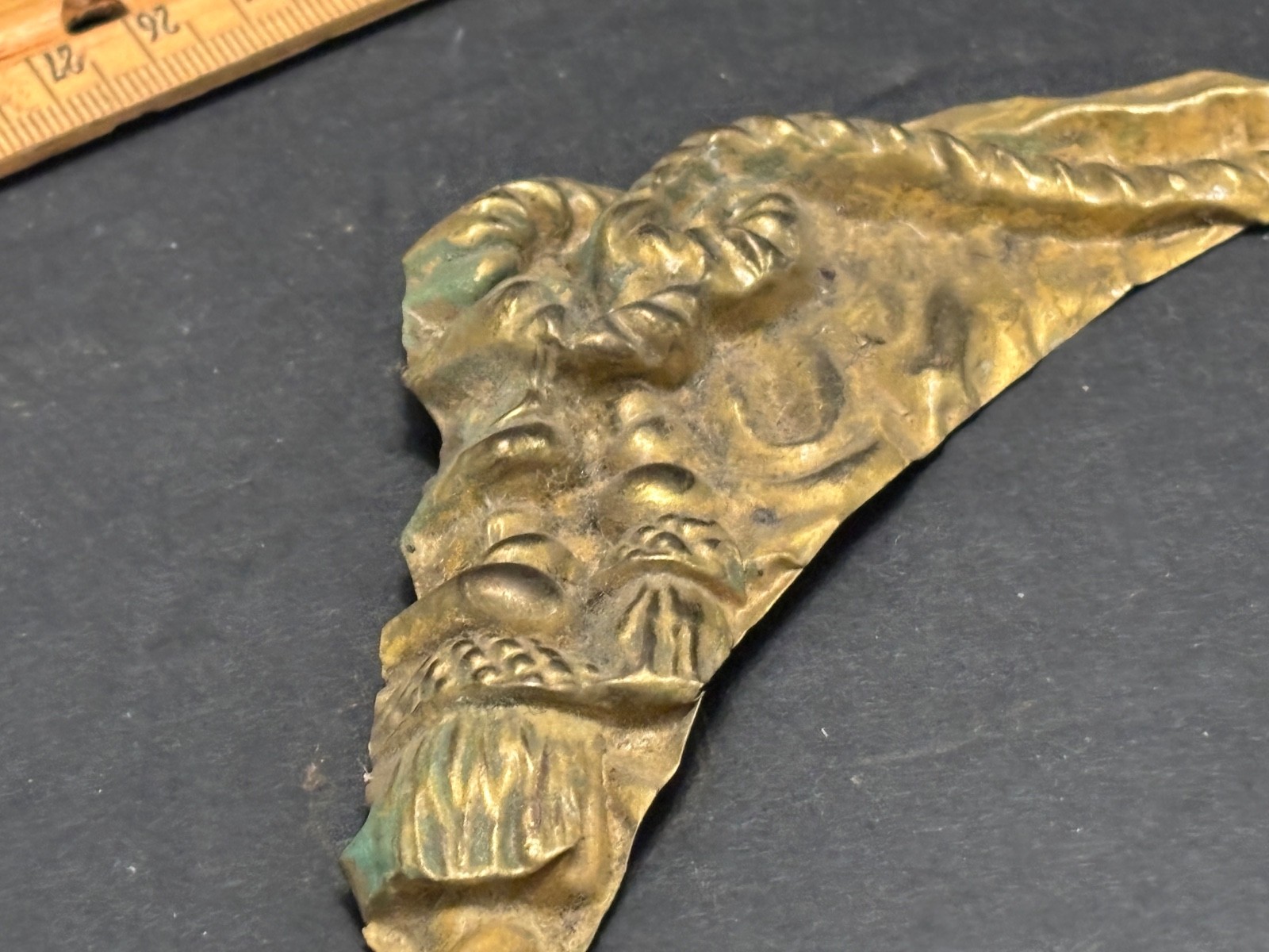 2 Decorative Antique Pressed Brass CORNERS Embossed ROPE & TASSEL Embellishments