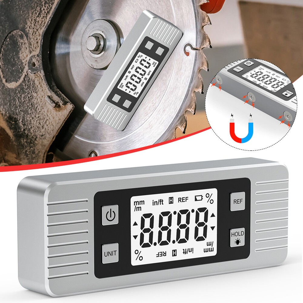 Mini LCD Digital Display Angle 4*90° Finder Magnetic Angle Gauge with Level Tool