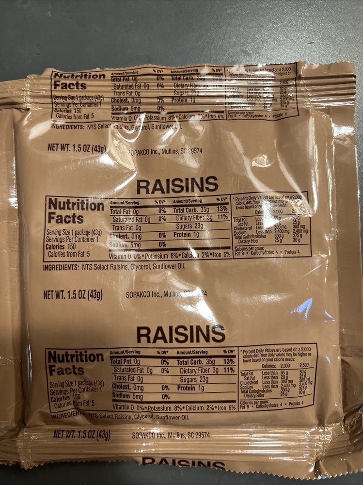MRE Raisins Prepping Camping Survival Hiking