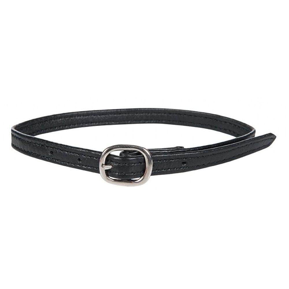 HKM Black Leather Spur Straps - Stitched Sides - Soft