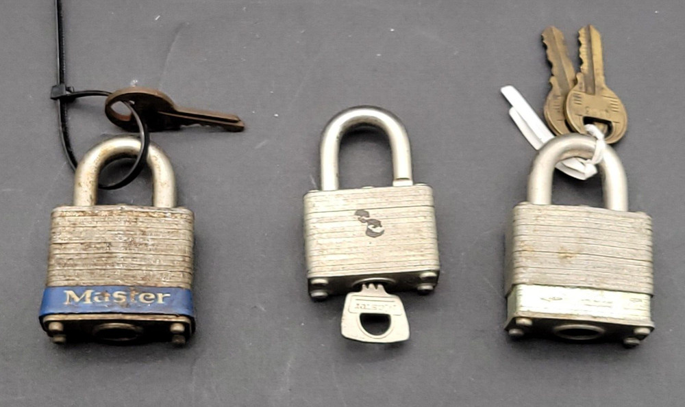 (QTY 3) Master Lock Padlock With Keys Two #3 & A #22