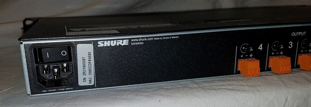 Shure MXWANI4 4-Channel Audio Network Interface w/ Power Cord Used