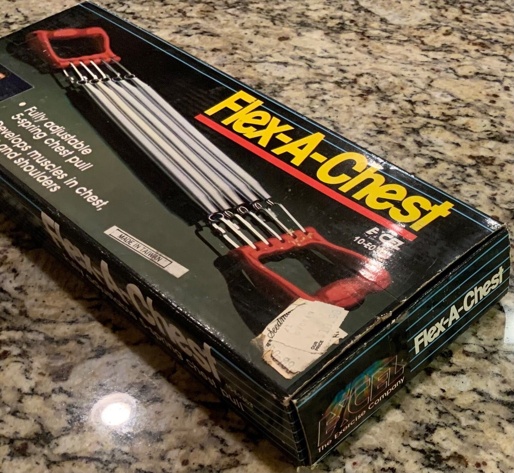 Red Handle Flex-A-Chest 5 Spring Chest Pull Gym Exerciser By Excel New Open Box