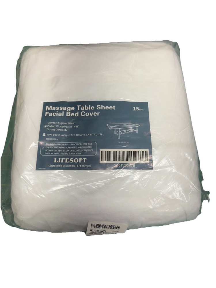 LifeSoft Massage Table Sheets Disposable Facial Bed Covers 15 Pack 35” x 88”