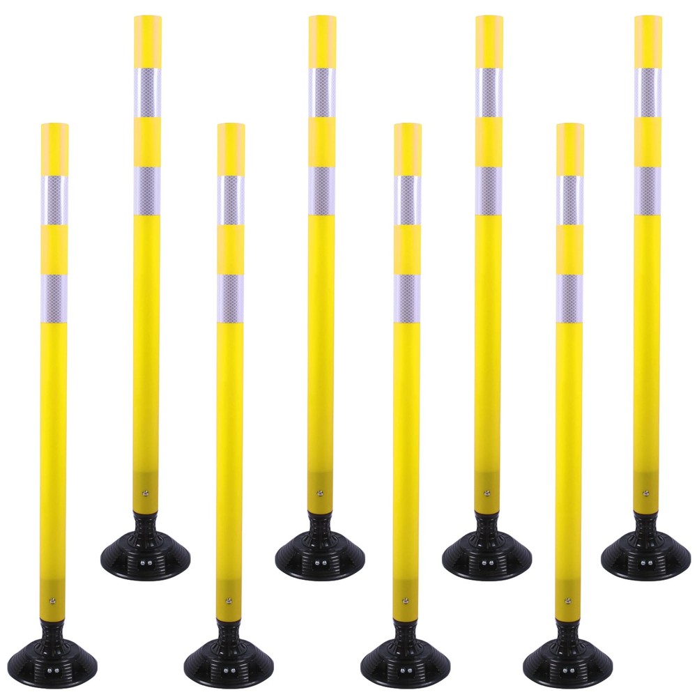 8 Pack 48 Inch Yellow Delineator Post Traffic Cones with Fixable Base
