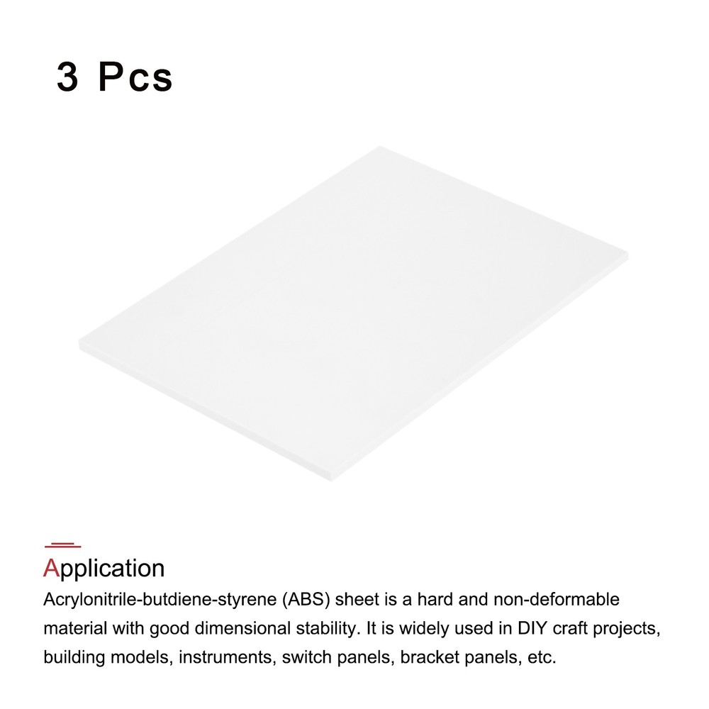 ABS Plastic Sheet 8 x 6 x 0.2" ABS Styrene Sheets White 3 Pcs