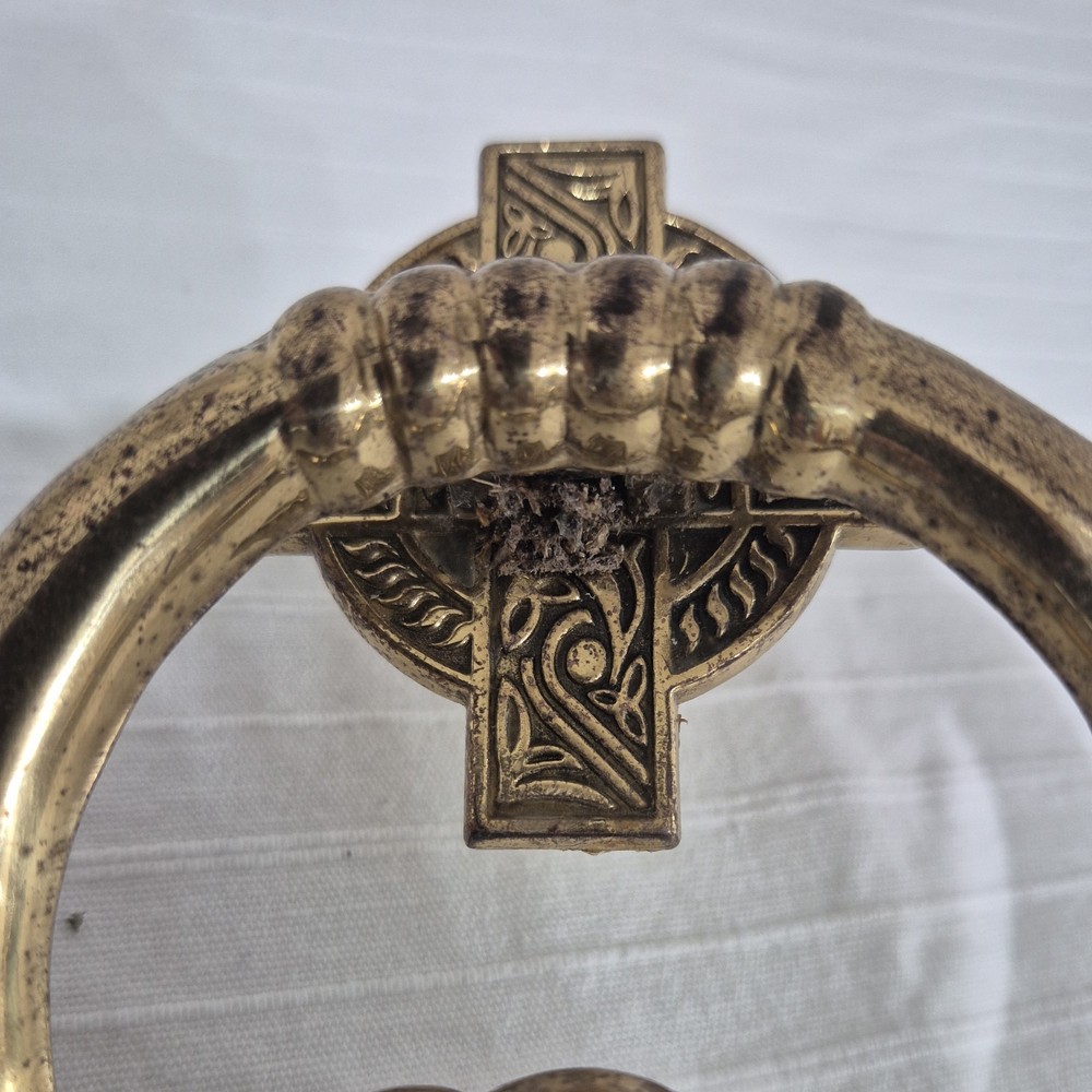 Solid Brass Irish Claddagh Celtic Cross Door Knocker Made in Spain