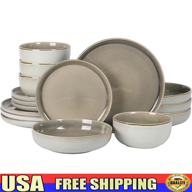 Stoneware Dinnerware Set 16pcs Includes Plates Bowls Gift Ready Durable Kitchen