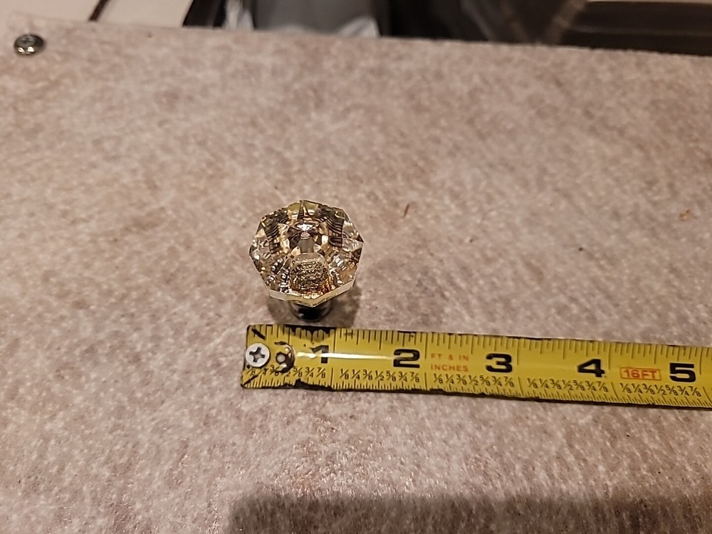 CAL CRYSTAL M13/32 Octagonal Crystal Knobs With Polished Chrome Base-Set Of 2