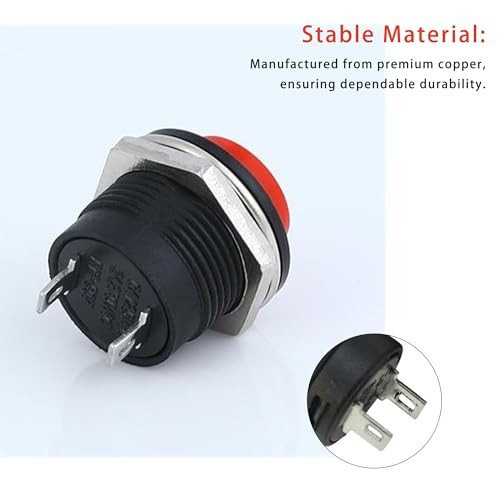 2 Pin Self-Resetting Mini Round 16mm Momentary Push Button Switch 3A 250V