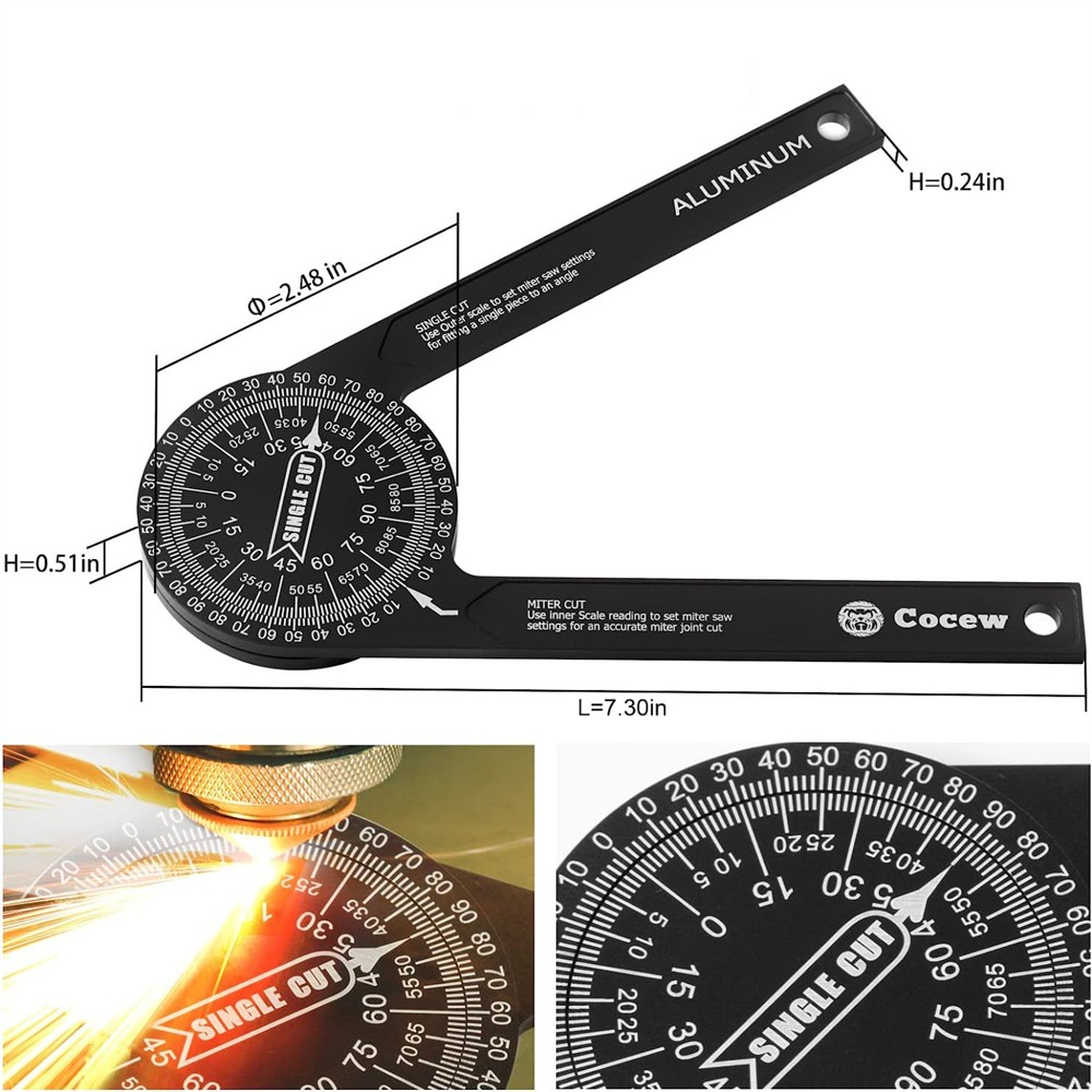 Miter Saw Protractor 7-Inch Aluminum Protractor Angle Finder