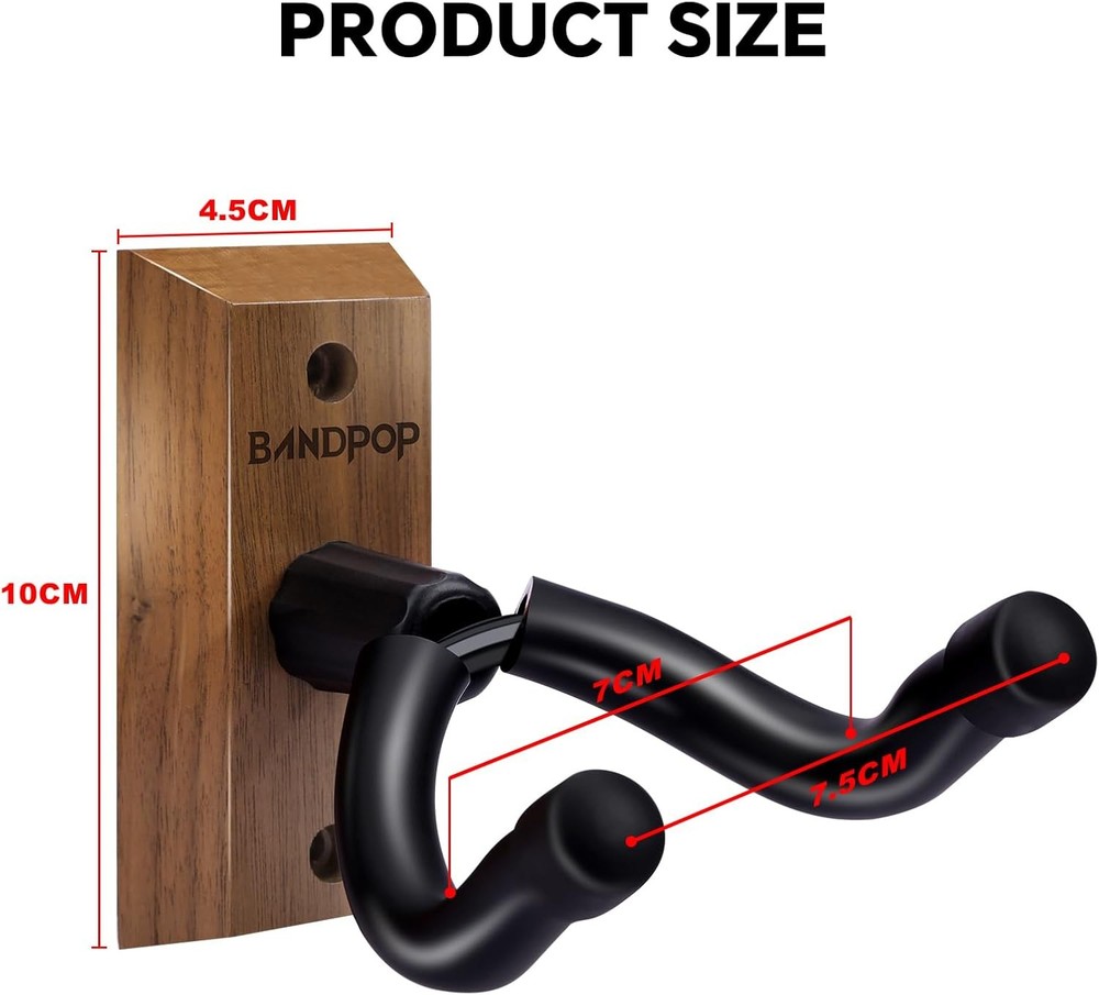 Bandpop Guitar Wall Mount 2 Pack - Black Walnut 2 Pack, 2 pack