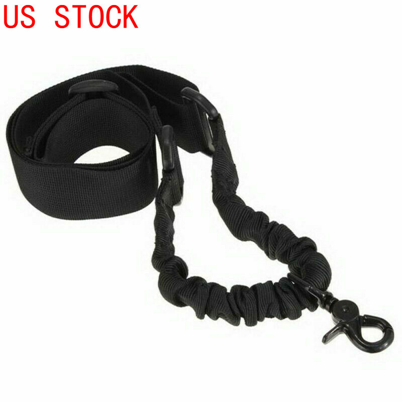 US Tactical 1 One Single Point Adjustable Bungee Rifle Gun Sling Strap System BK