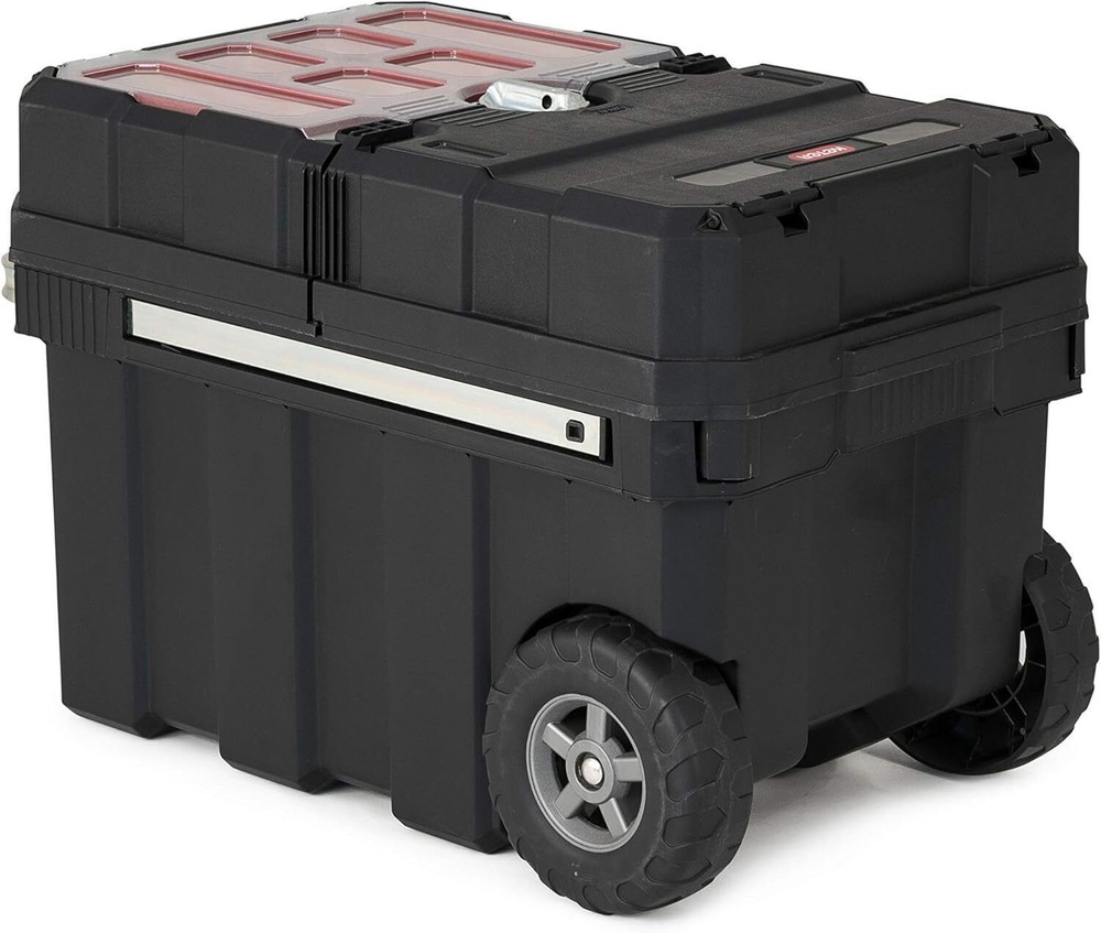 Resin Rolling Tool Box with Locking System and Removable Bins Storage Chest US
