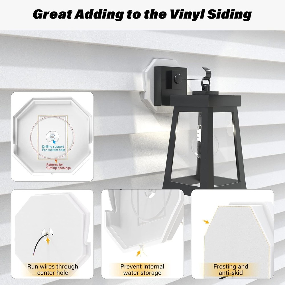 White Siding Mounting Blocks, Easy Install, 2 Pack