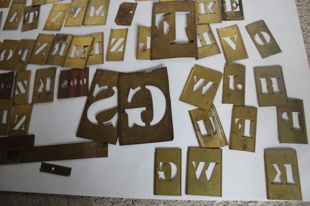 Antique Large Brass Reese's Stencils Lot