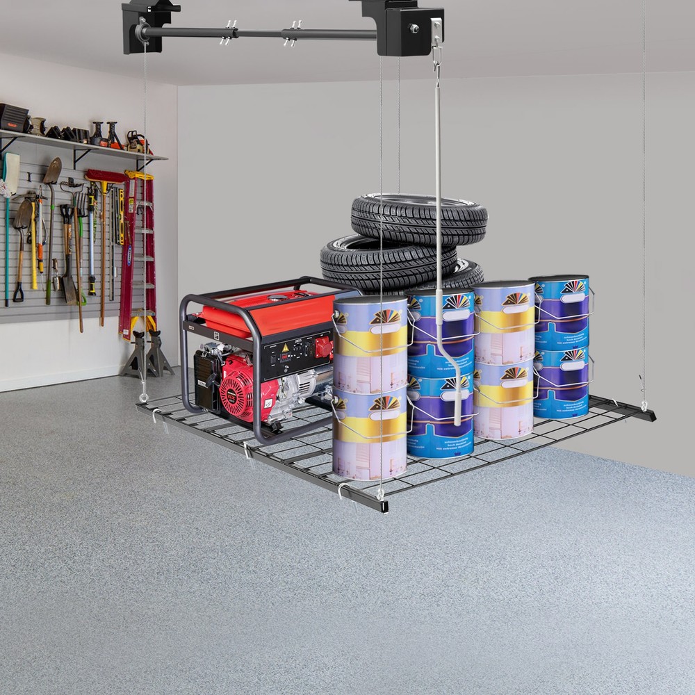 Overhead Garage Lifting Storage Rack, Garage Storage Rack, Adjustable Height Gar