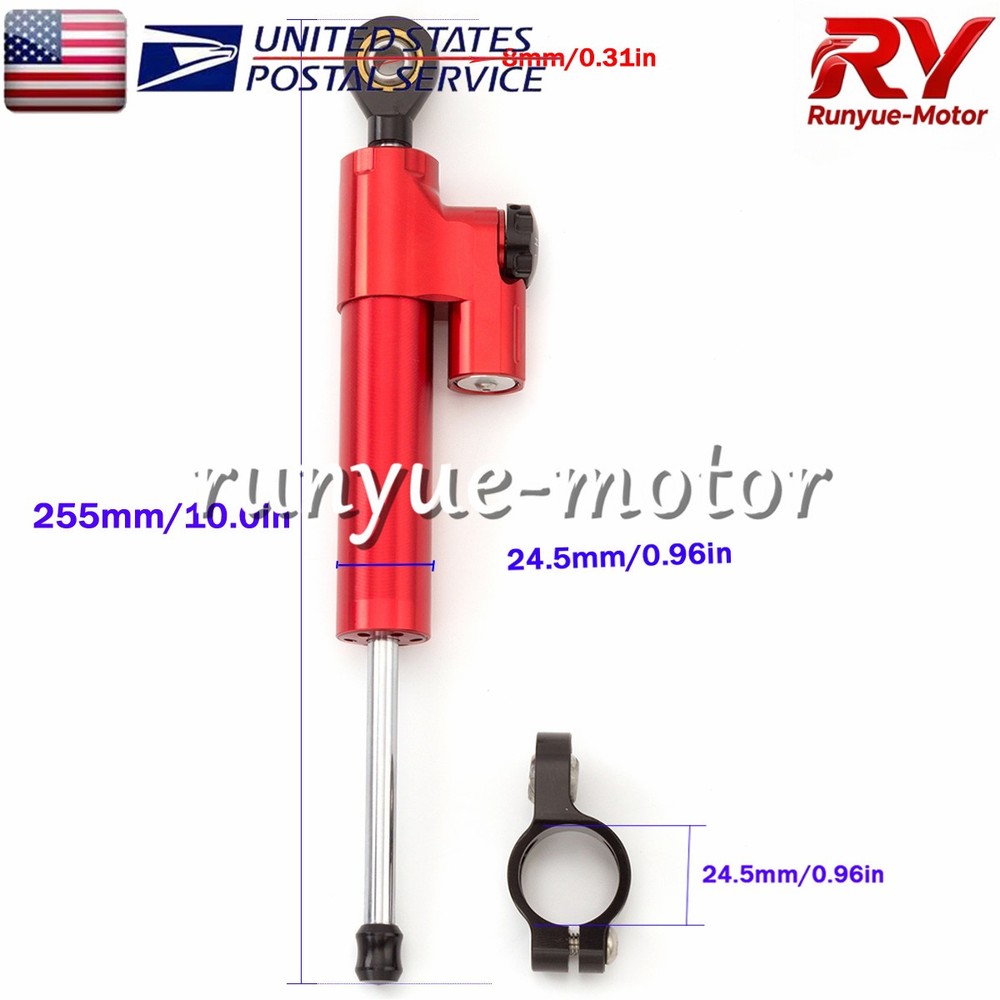 Red CNC Adjustable Steering Damper Stabilizer Linear Control Universal Aluminum
