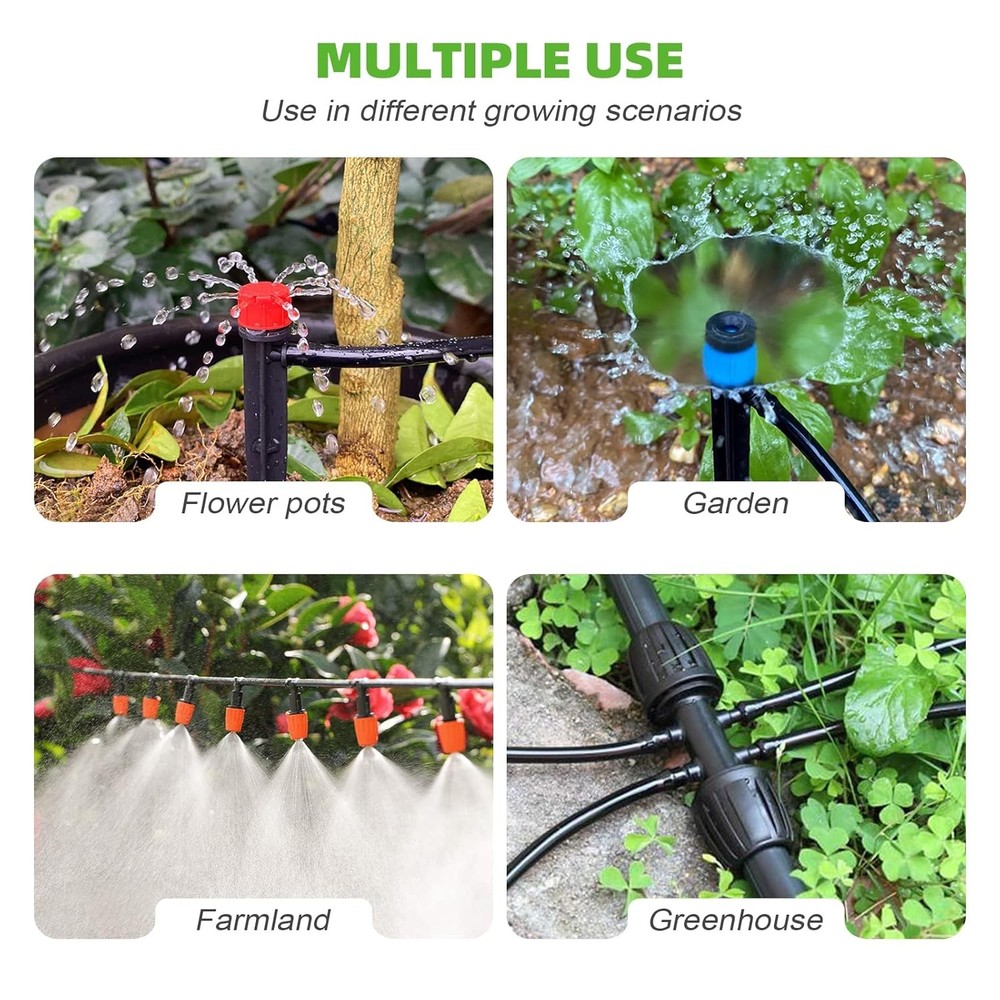 240FT Drip Irrigation System Kit for Garden, Watering System with Adjustable ...