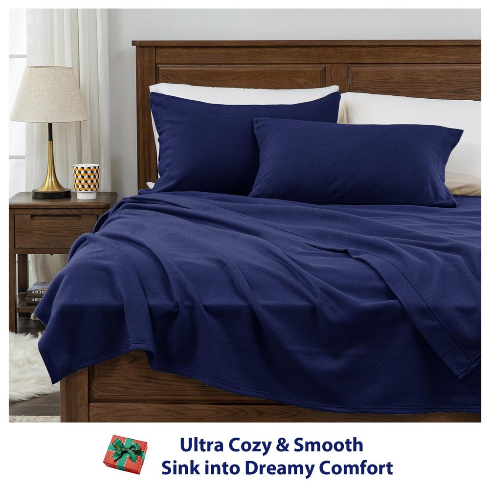 Fleece Sheets Queen Size, Flannel Like Soft, Velvet Polar Microfleece Sheets ...