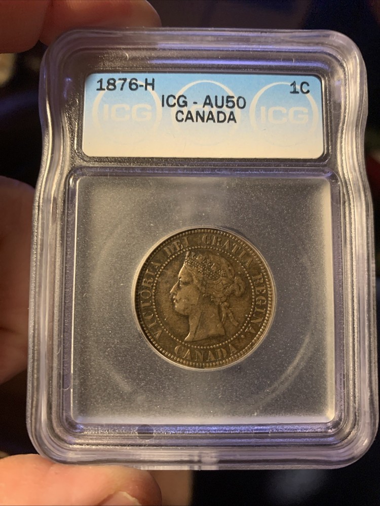 1876-H CANADA LARGE CENT ~ ICG AU50