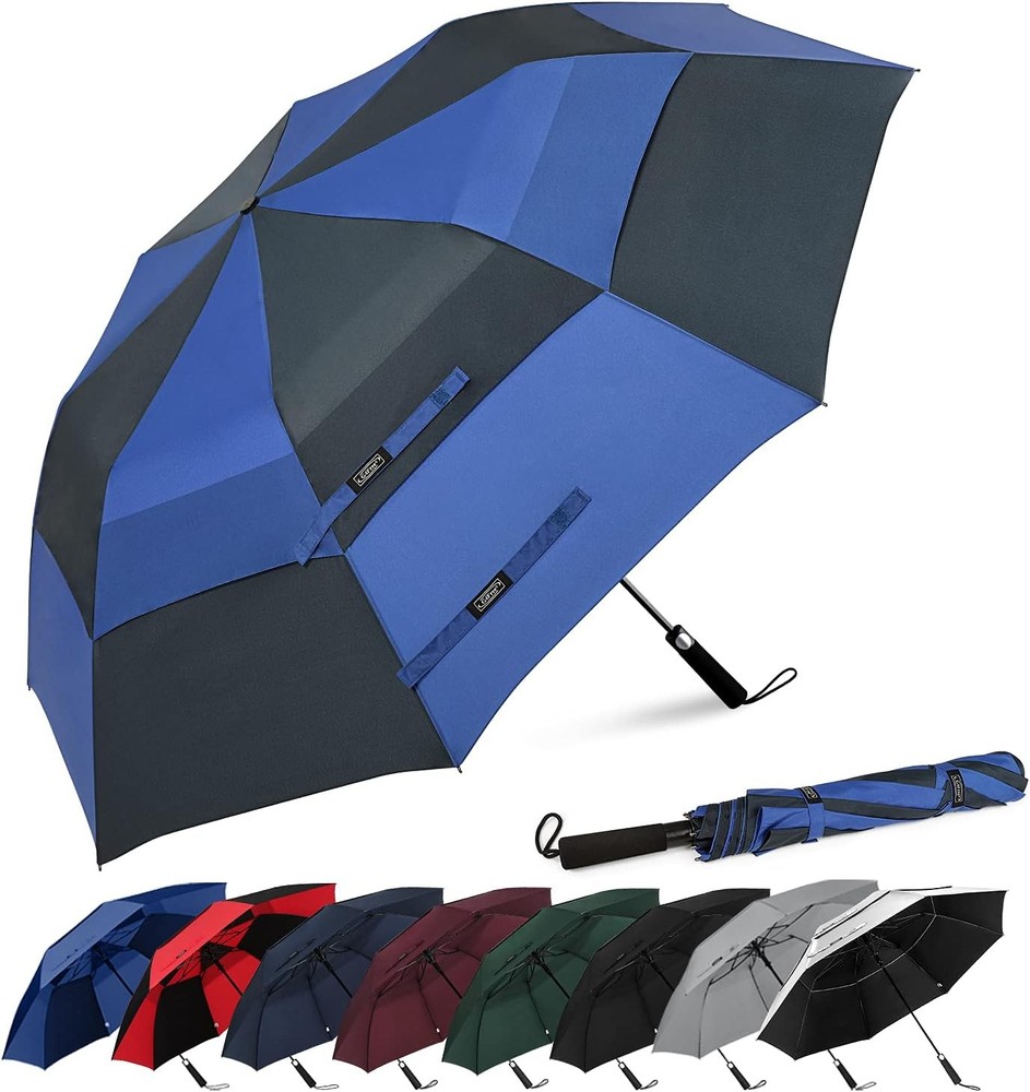 62 Inch Portable Golf Umbrella Large Oversize Double Canopy Vented Windproof