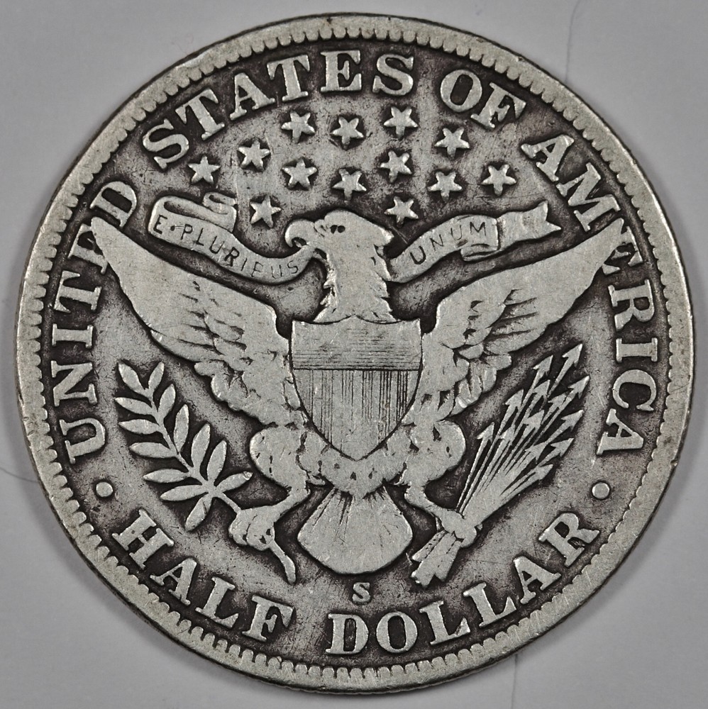 1908-s Barber Half. About Fine. 200038
