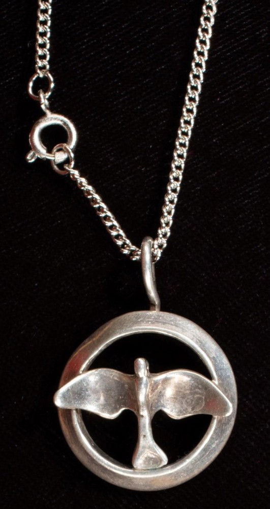 Sterling Silver Pendant Necklace Flying Eagle in Circle
