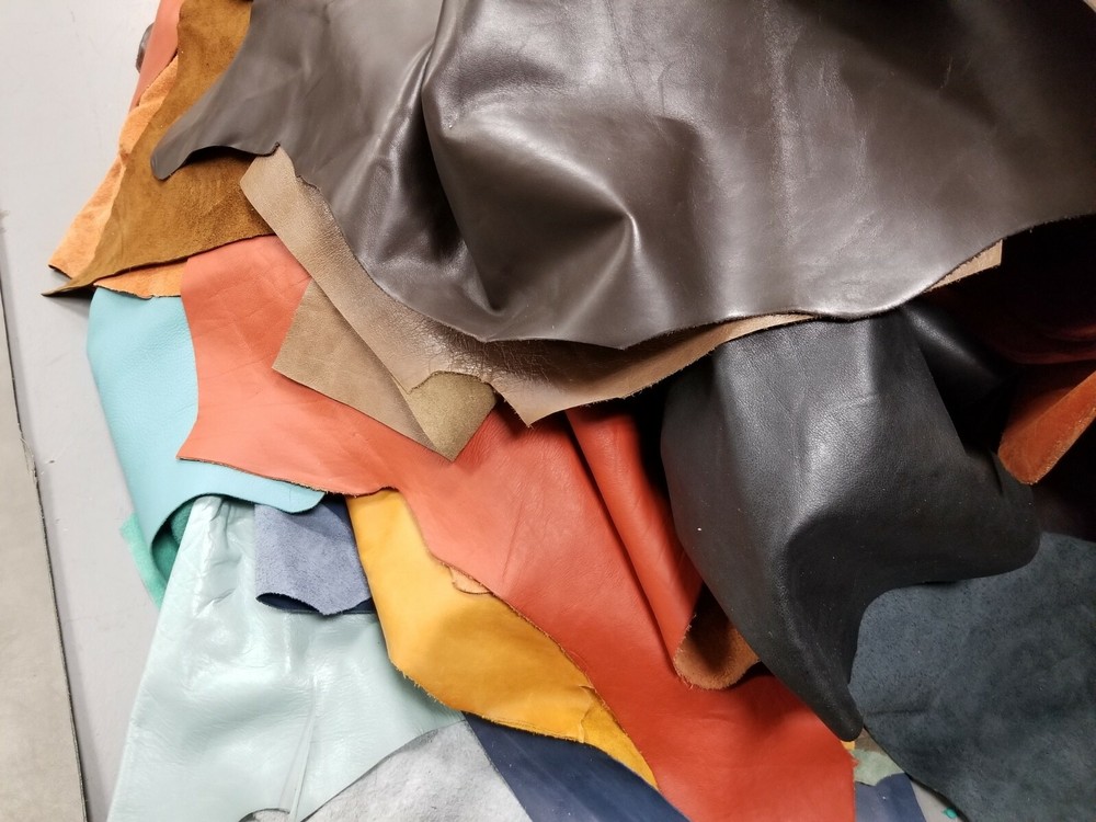 1 lb Bulk Scrap Leather Trimmings, Cowhide Remnants, Premium Leather