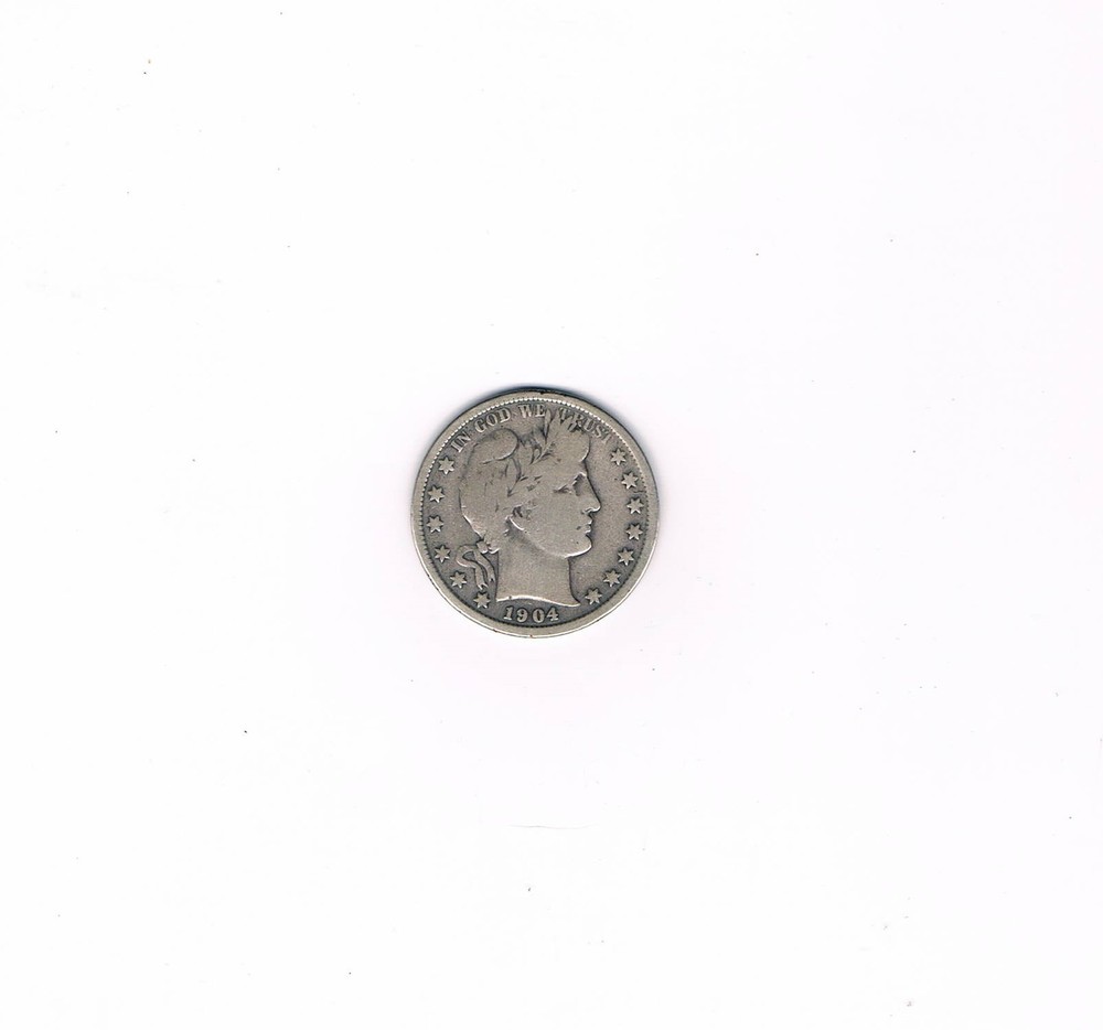 1904 Barber Half Dollar (Key Date). 90% silver. Inv#145