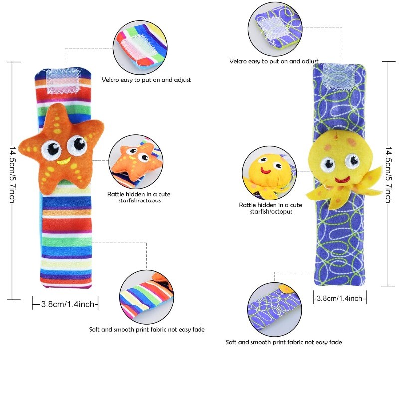 Baby Rattle Socks and Wrist Rattles Set 0-12 Months Soft Sensory Toys baby gift