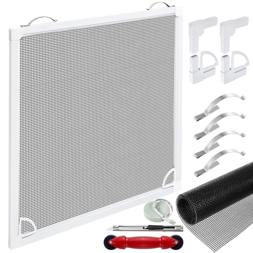 Window Screen Frame Kit Fiberglass Window Screen Replacement White 48inX48in