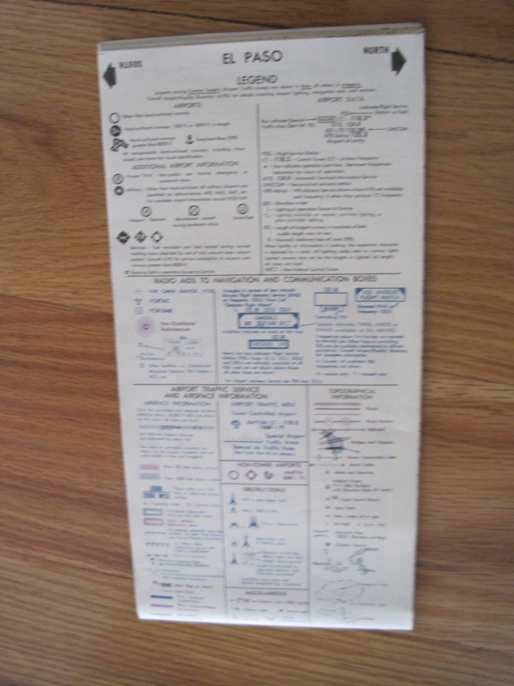 Aeronautical Chart El Paso 1985 Vintage