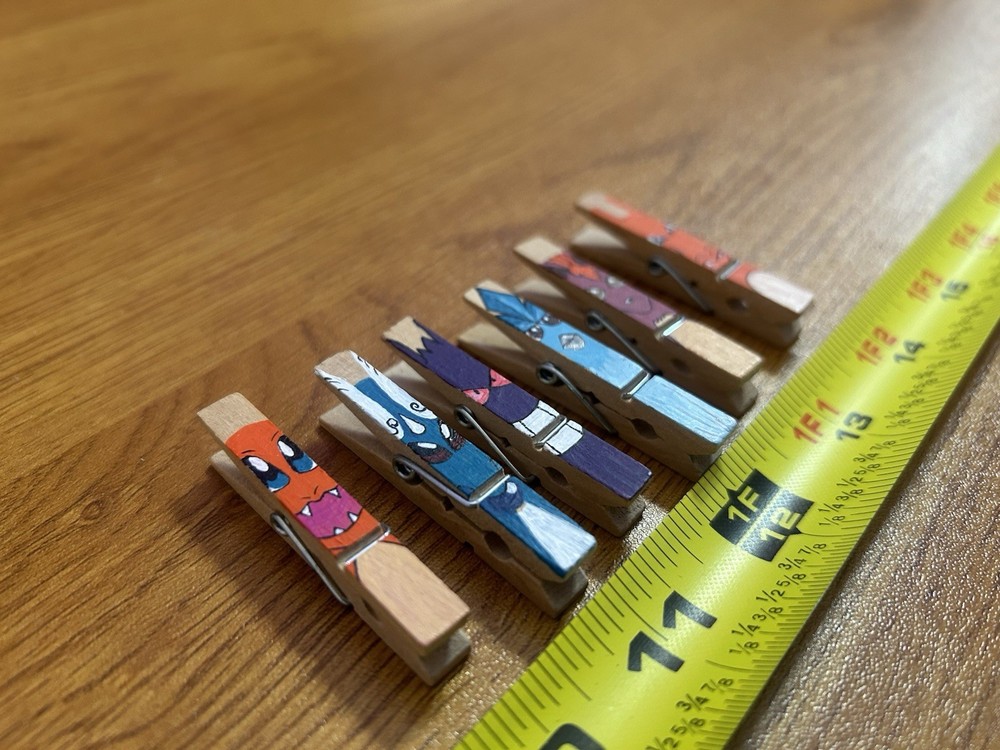 Hand painted Pokémon Mini clothespins