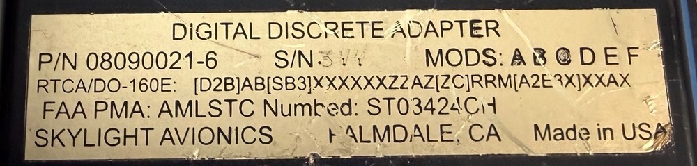 Digital Discrete Adapter 08090021-6 Removed Working