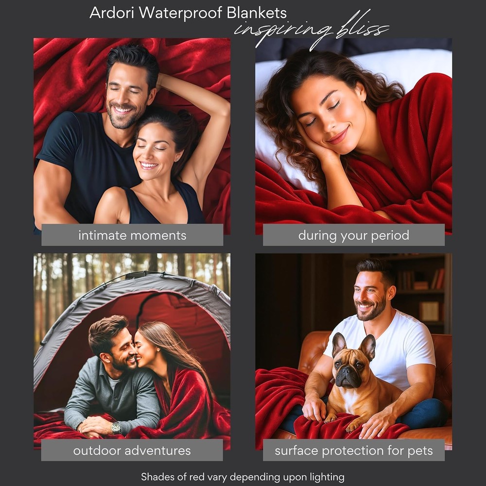 Waterproof Blanket King Size (Red & (U.S. Standard), Red & Black