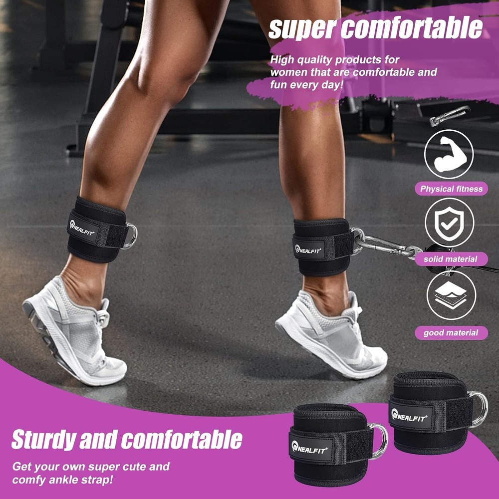 Ankle Strap for Cable Machine, Gym Ankle Cuff for Kickbacks, Leg Extensions, Glu