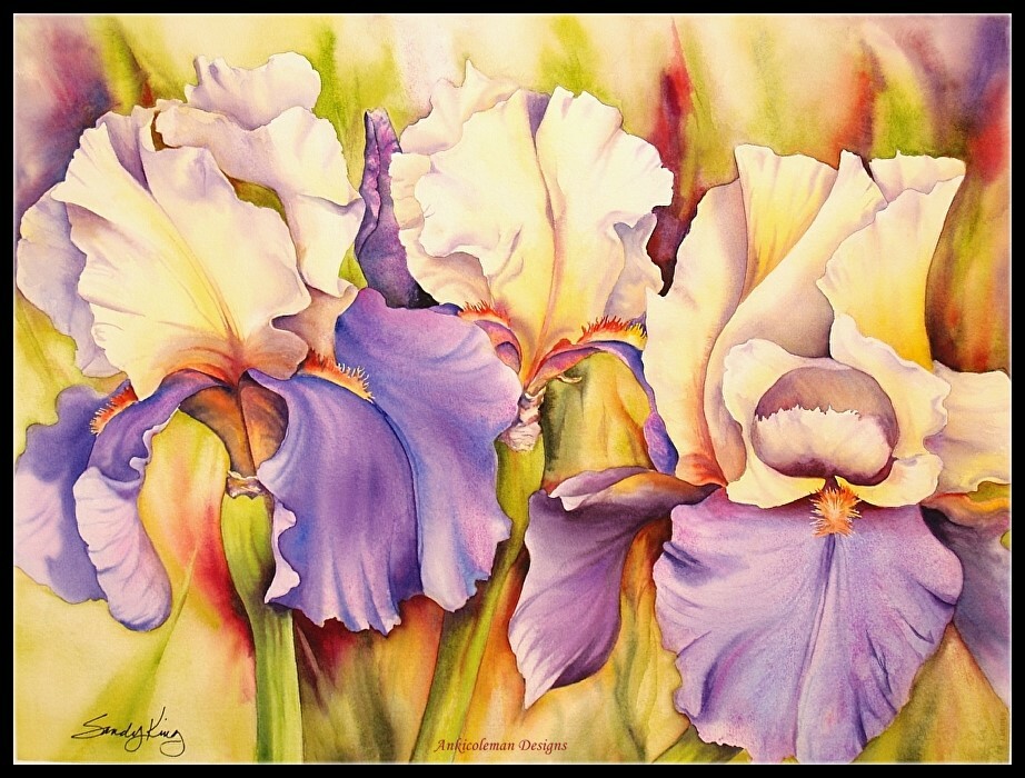 Irises 4 - DIY Chart Counted Cross Stitch Patterns Needlework 14 ct DMC Color