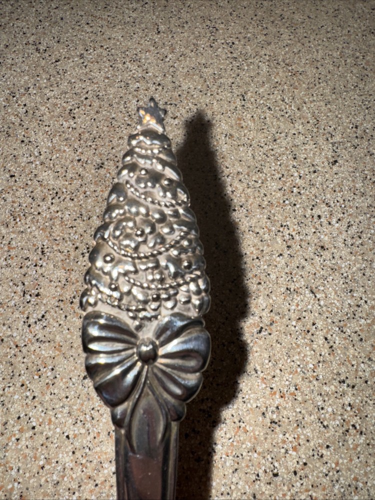 11.5” Silverplate Serving Fork w/ Christmas Tree & Bow Design on Handle Spode Lk